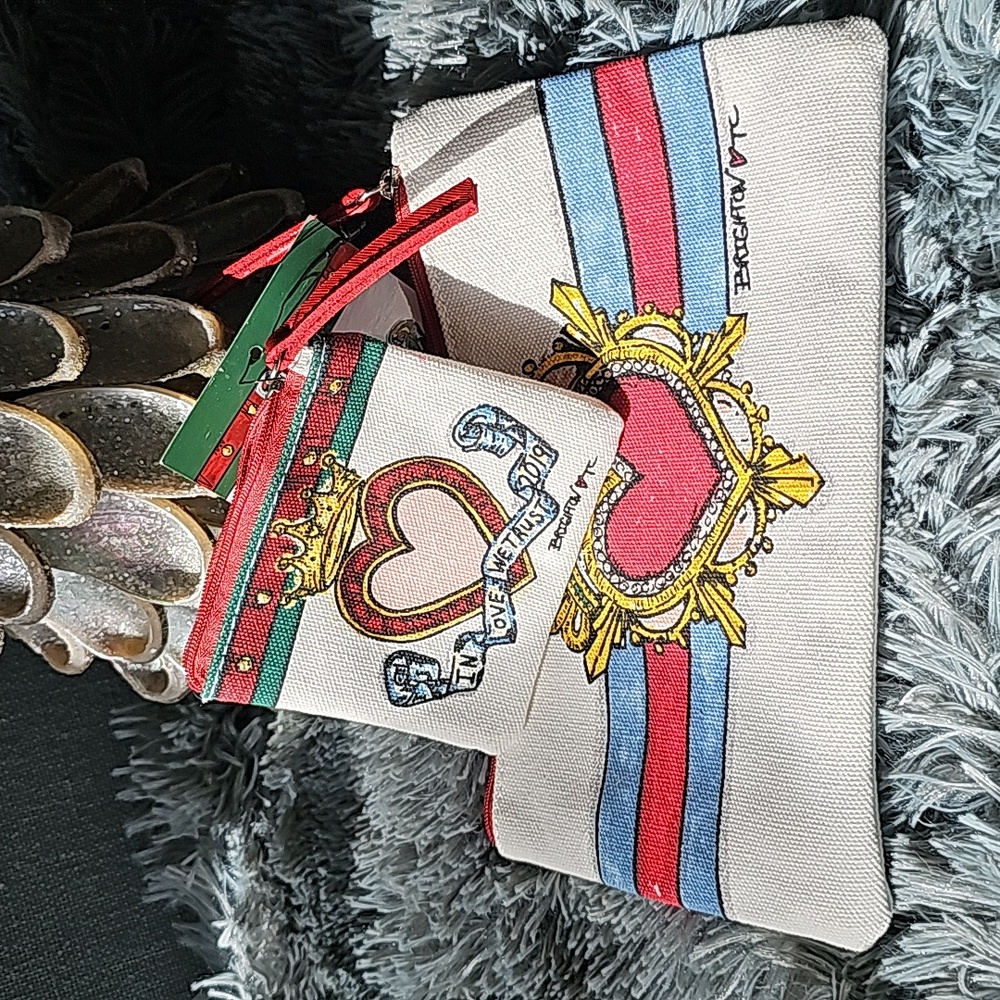Brighton:  In Love We Trust cosmetic bag & small coin purse. NWT. Queen